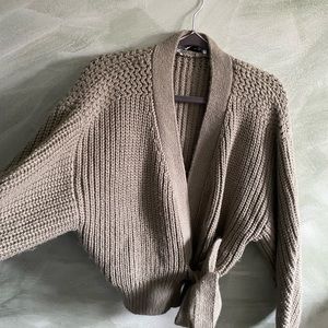 green knit wrap cardigan